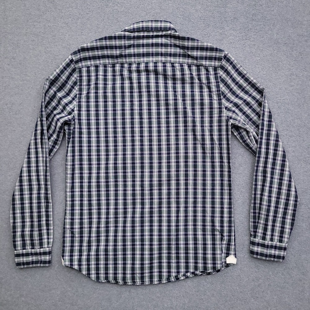 Lacoste Mens M 40 Slim Fit Green Blue Plaid Oxford Button Down Croc Logo - Picture 6 of 11